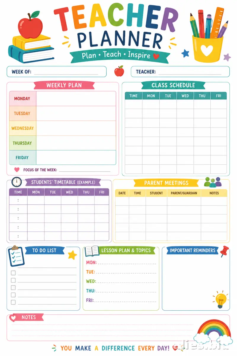 Free Printable Classroom Planner Template Free Worksheet #21