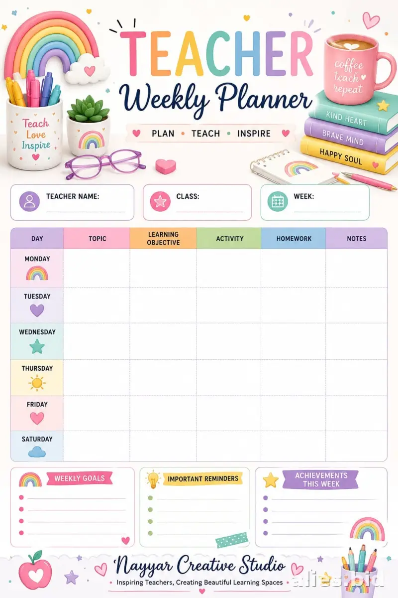 Free Printable Classroom Planner Template Free Worksheet #22