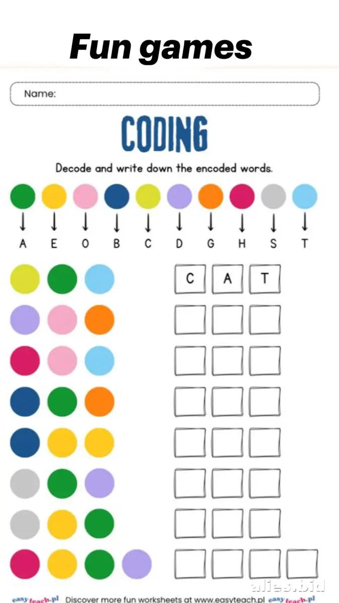 Free Printable Coding Worksheet For Kids Free #7
