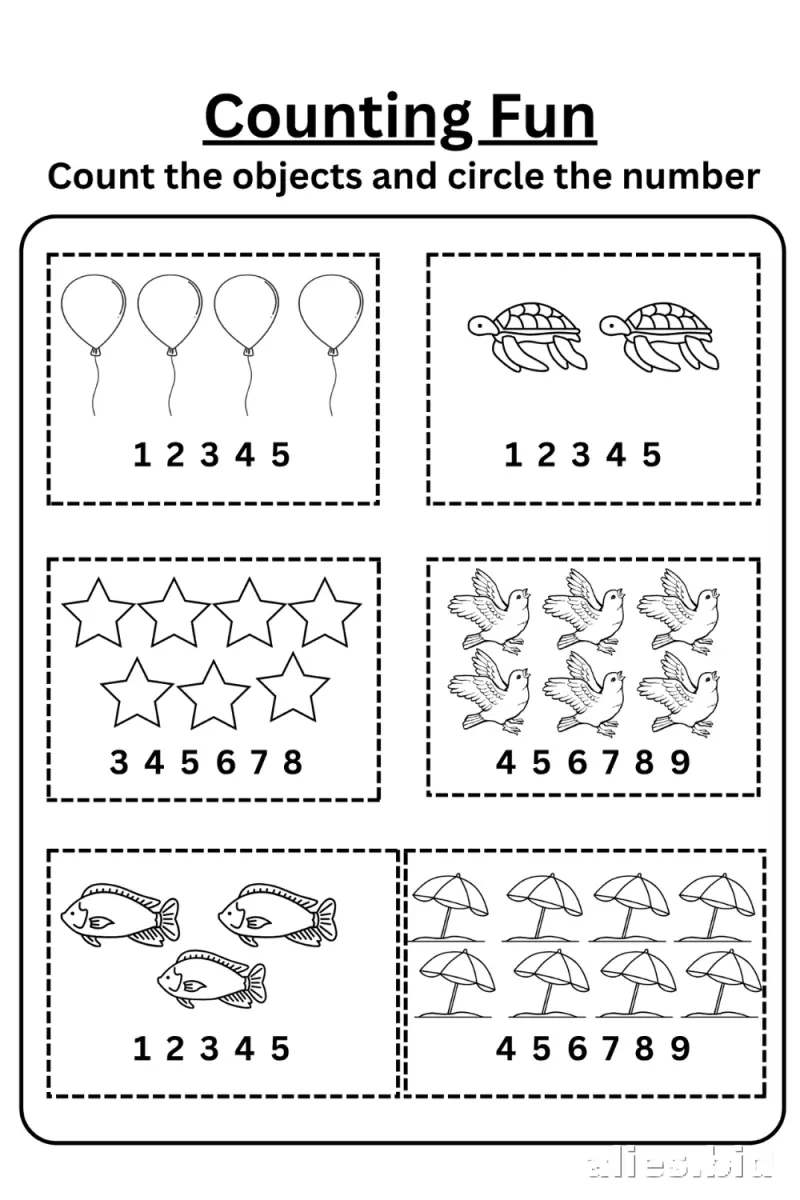 Counting Worksheets For Preschool Printable #6