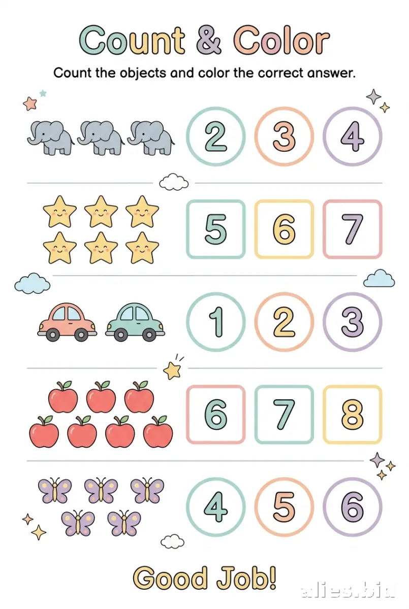 Counting Worksheets For Preschool Printable #9