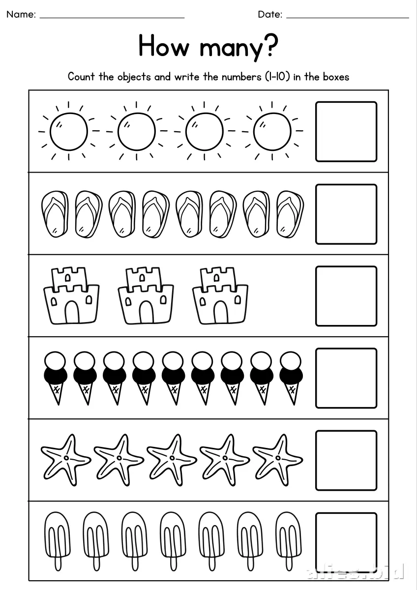 Counting Worksheets For Preschool Printable #13