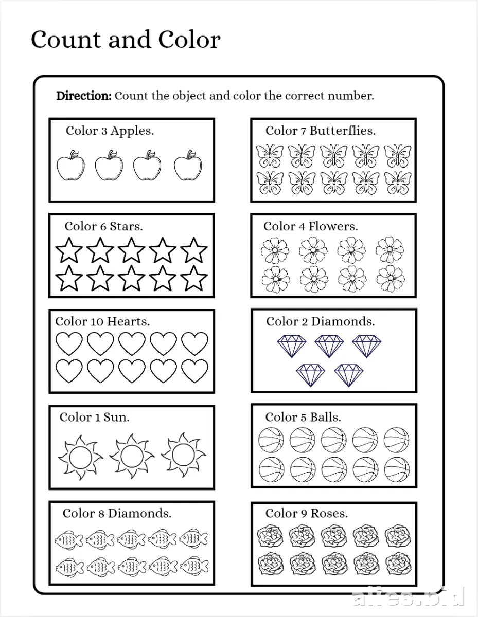 Counting Worksheets For Preschool Printable #12