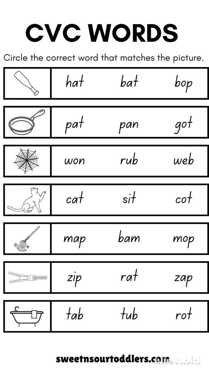 Free Printable CVC Word Worksheets For Kindergarten #12