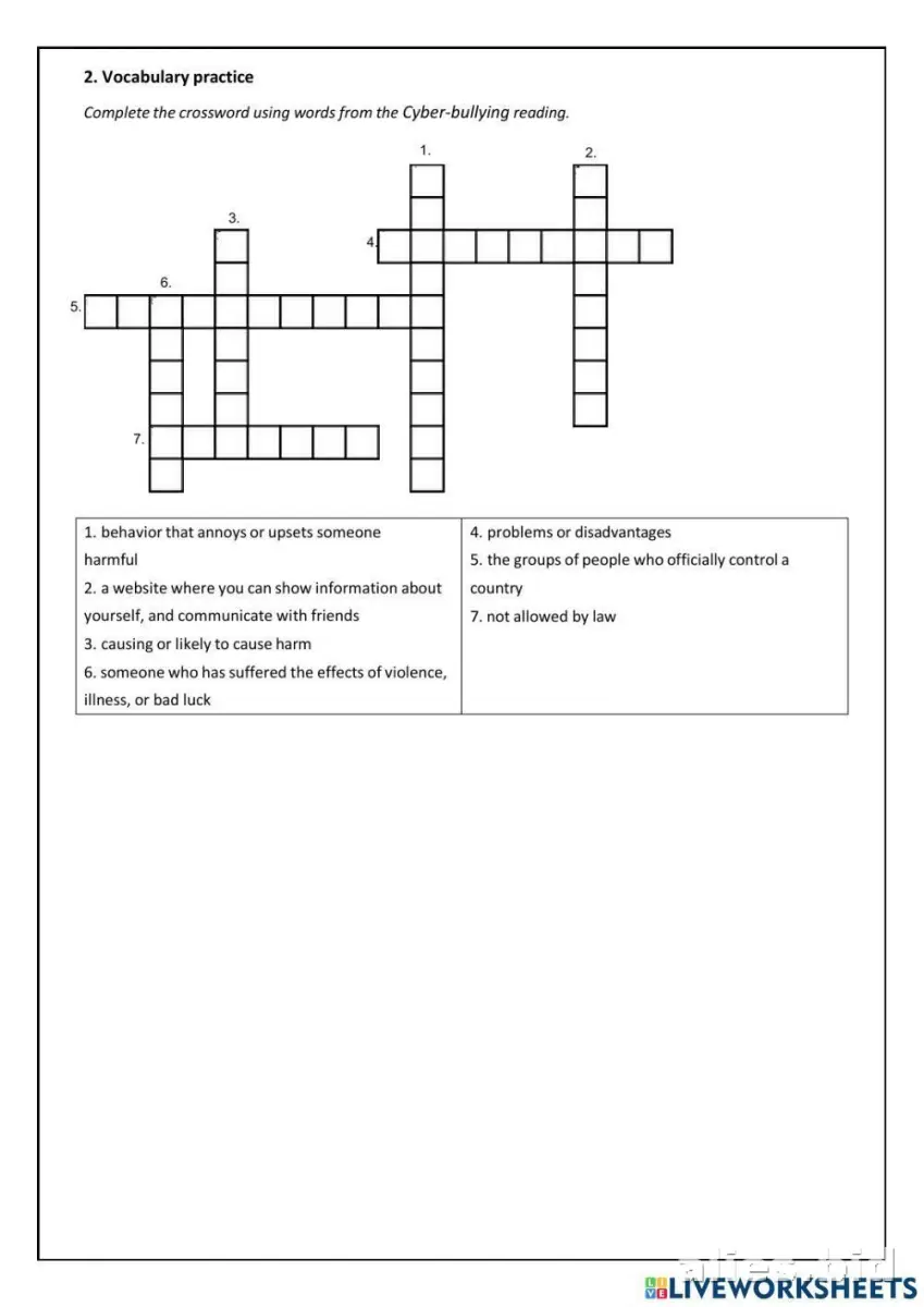 Free Printable Cyberbullying Worksheet Free #6