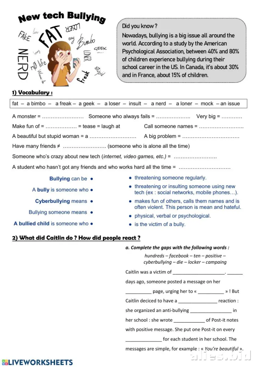 Free Printable Cyberbullying Worksheet Free #11