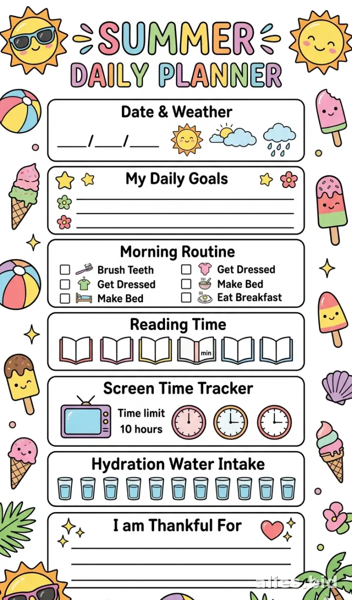 Free Printable Daily Planner Template For Kids Free Worksheet #21