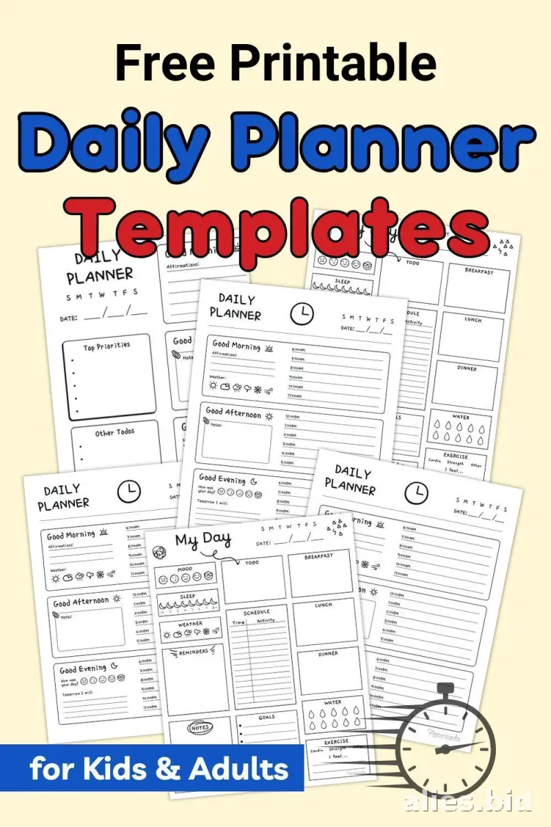 Free Printable Daily Planner Template For Kids Free Worksheet #9