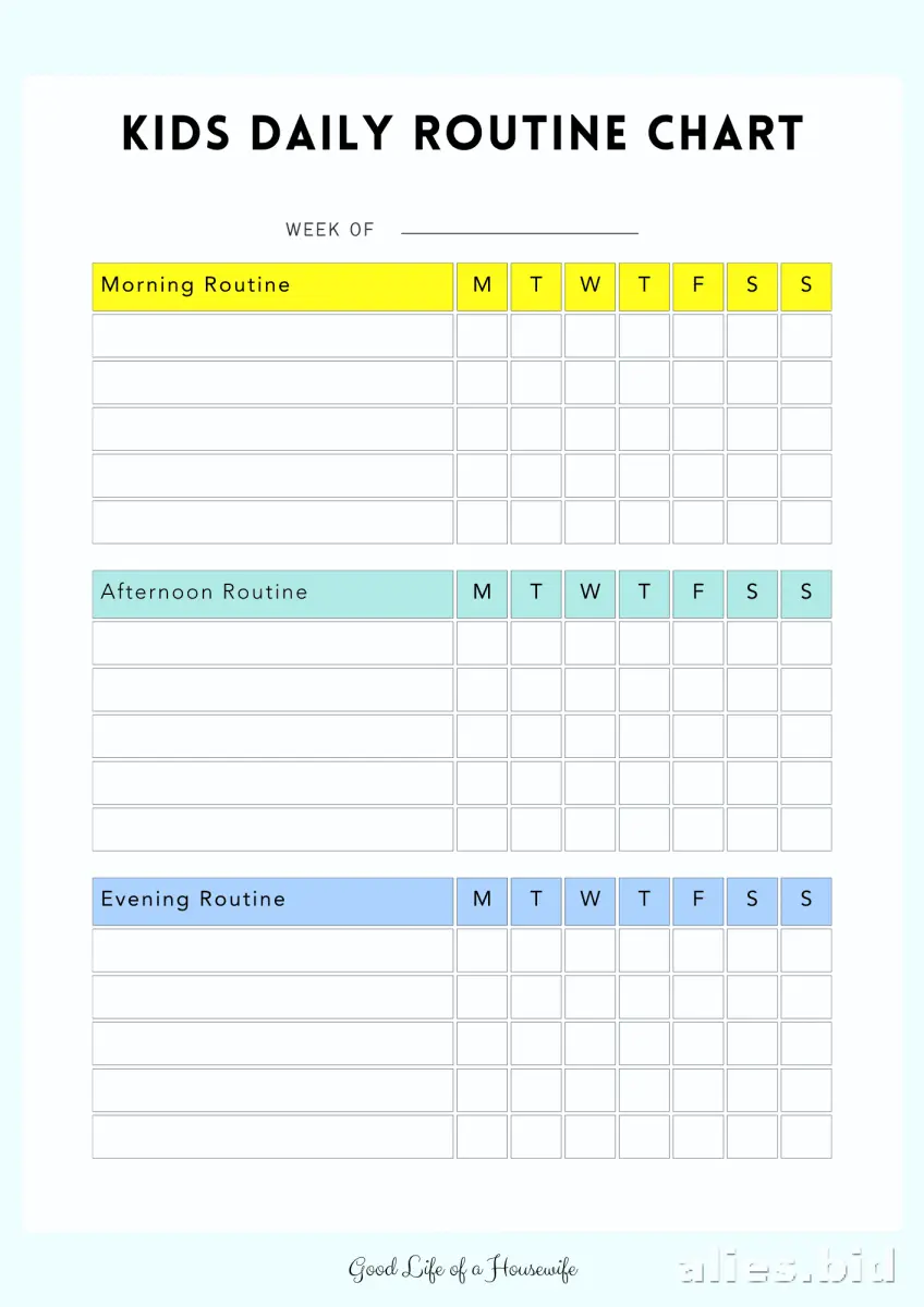 Free Printable Daily Planner Template For Kids Free Worksheet #7