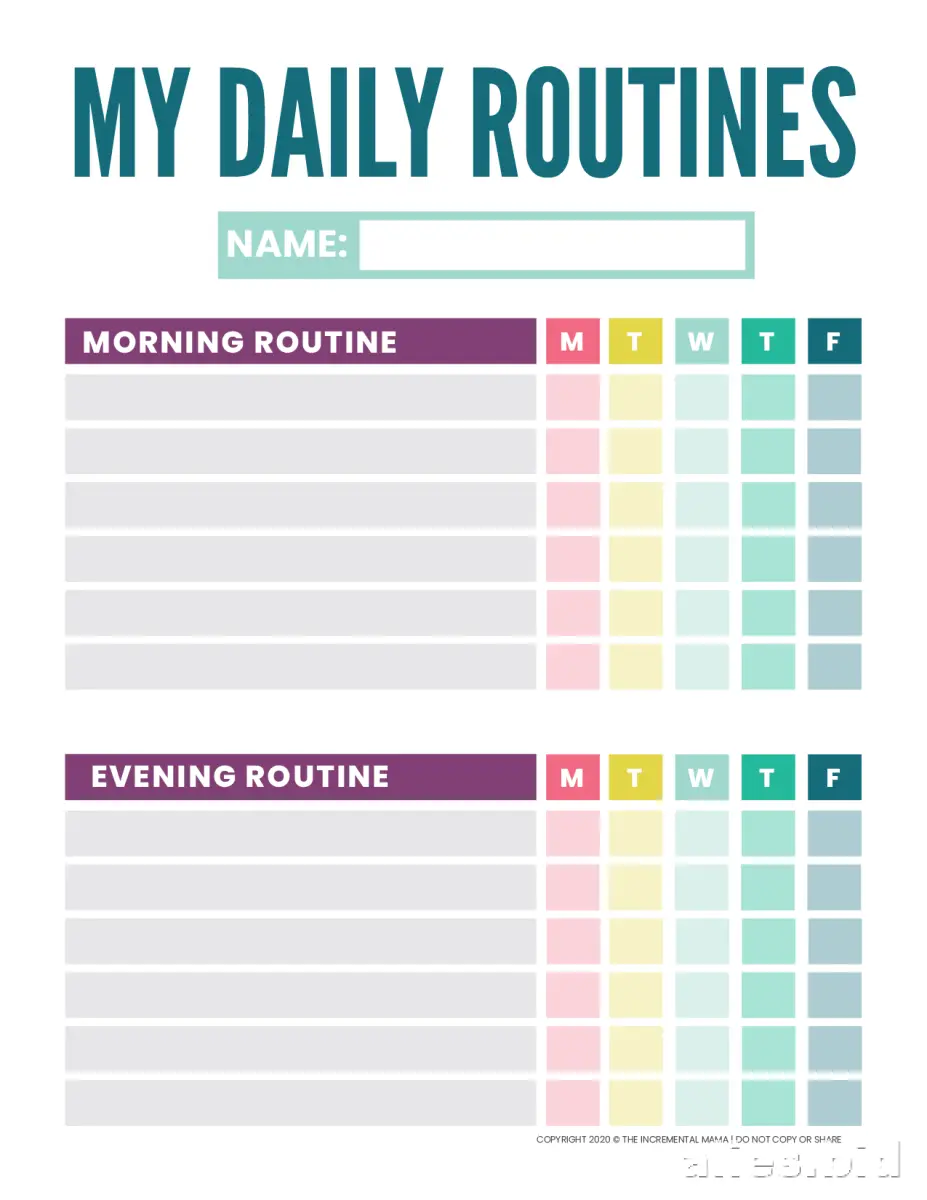 Free Printable Daily Planner Template For Kids Free Worksheet #3