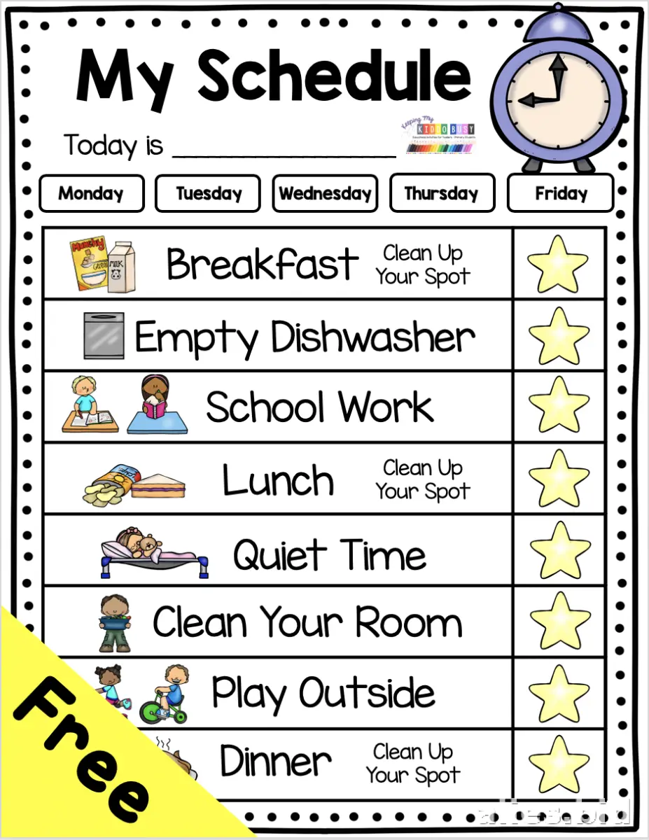 Free Printable Daily Planner Template For Kids Free Worksheet #8