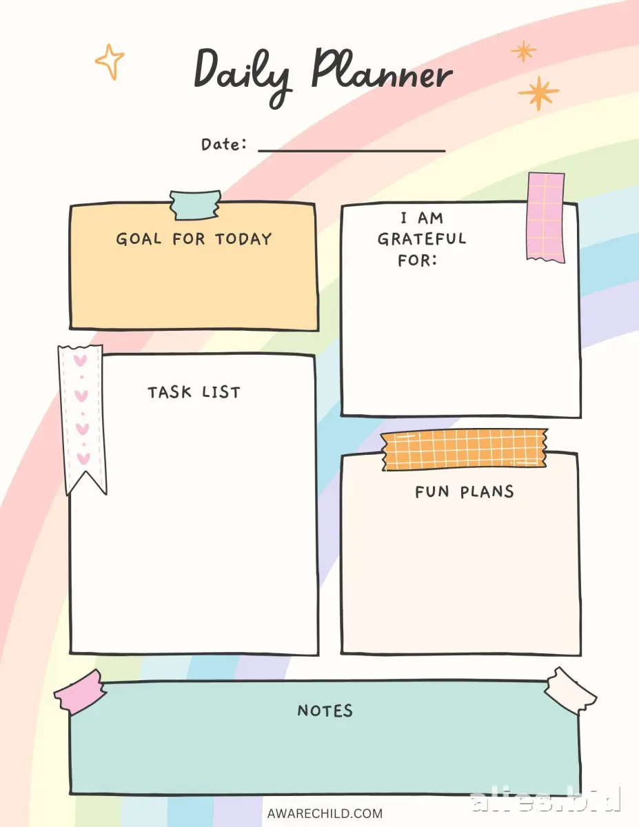 Free Printable Daily Planner Template For Kids Free Worksheet #16