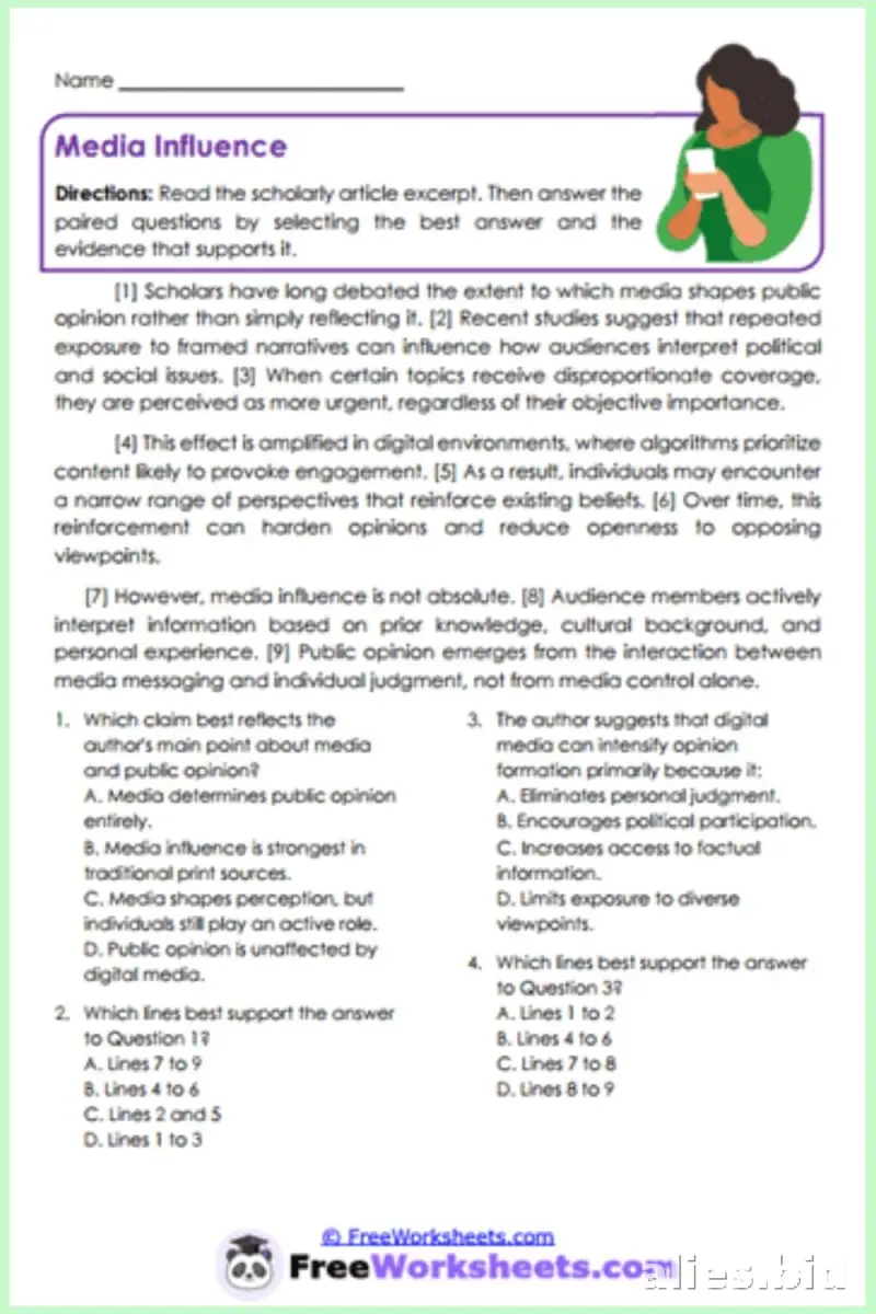 Free Printable Digital Literacy Worksheet Free #19