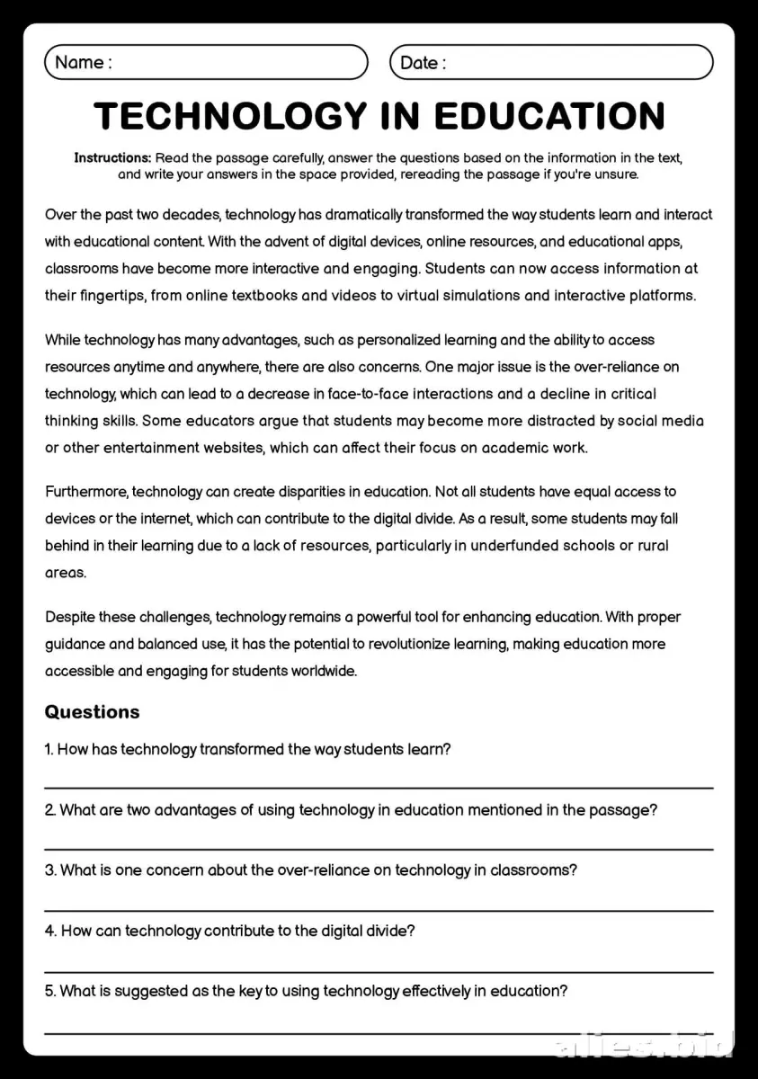 Free Printable Digital Literacy Worksheet Free #7