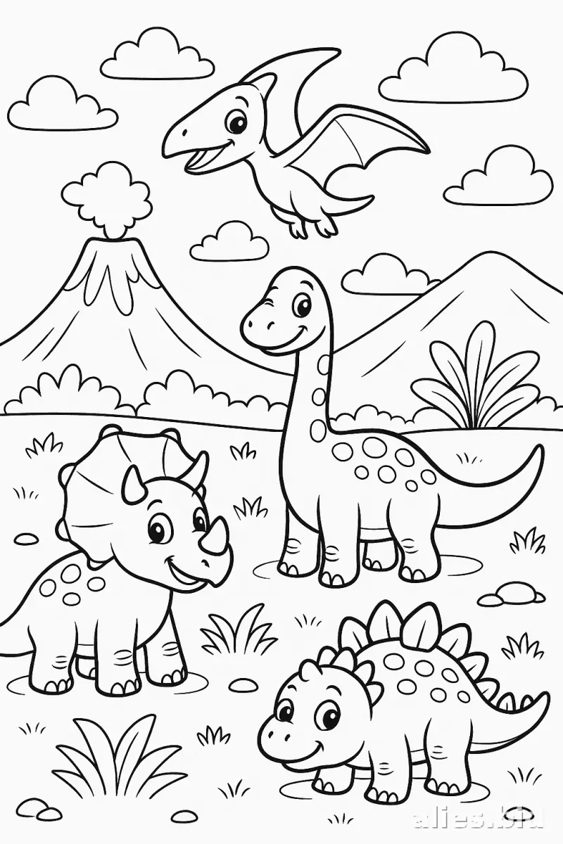 Dinosaur Coloring Pages Printable Free Worksheet #14