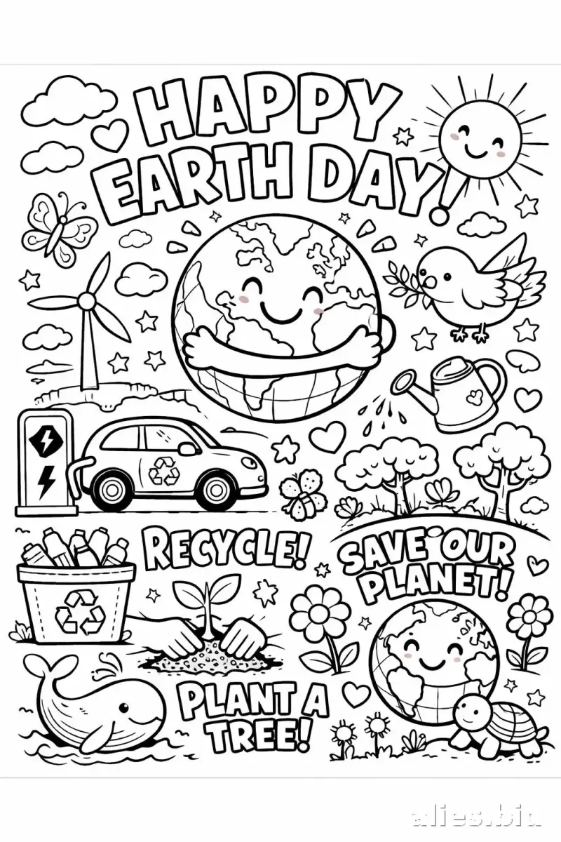 Free Printable Earth Day Coloring Pages Free Worksheet #7