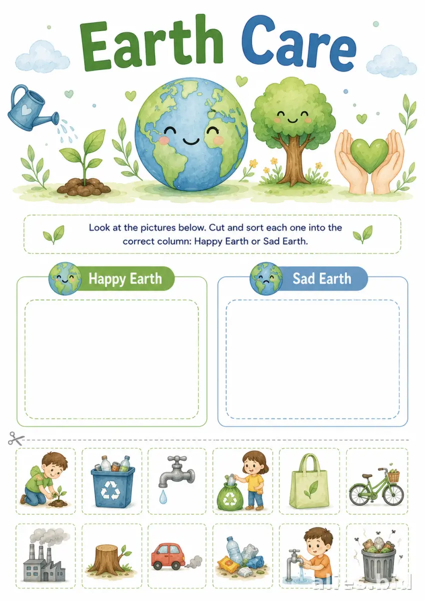 Free Printable Earth Day Worksheet For Kids Free #4