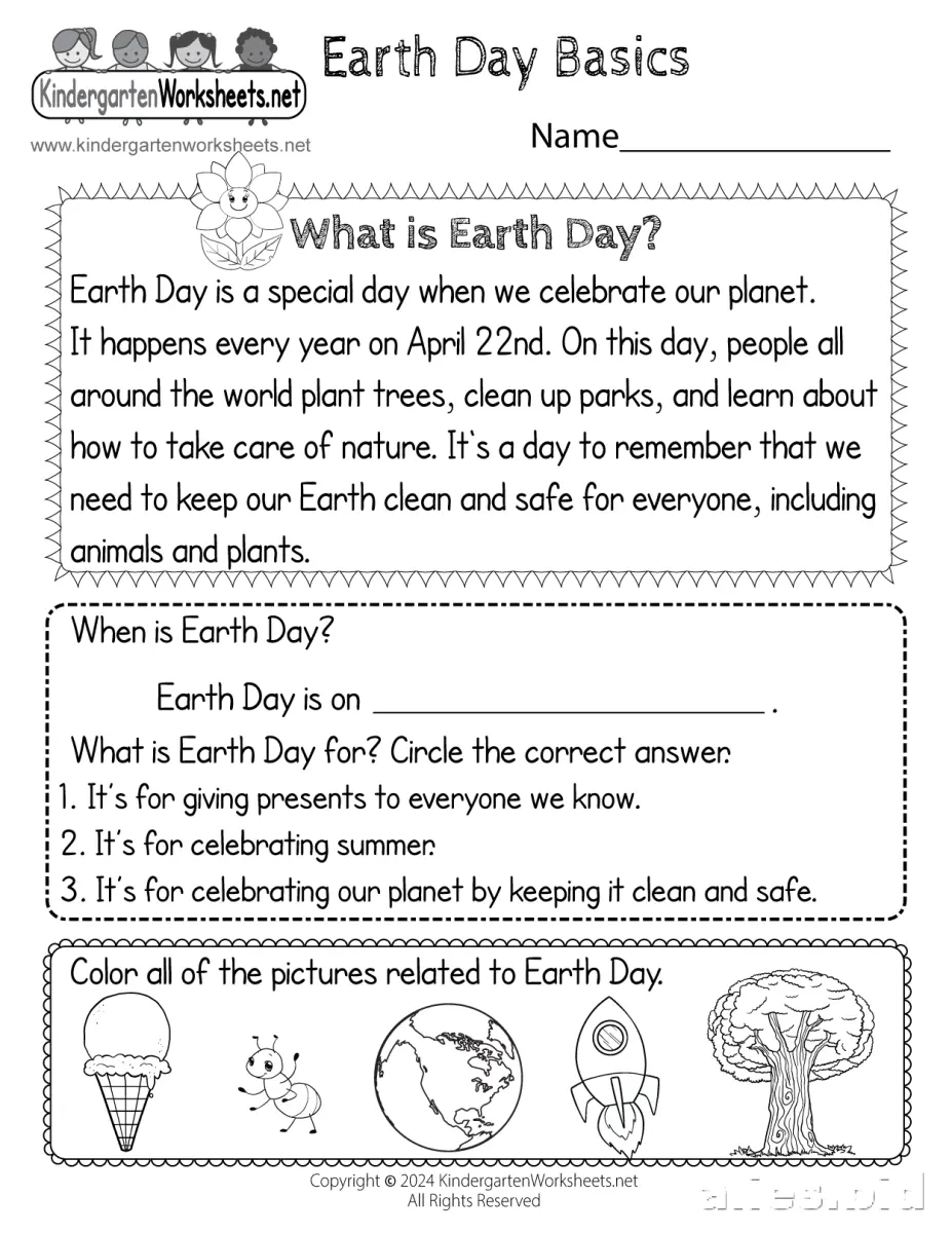 Free Printable Earth Day Worksheet For Kids Free #2