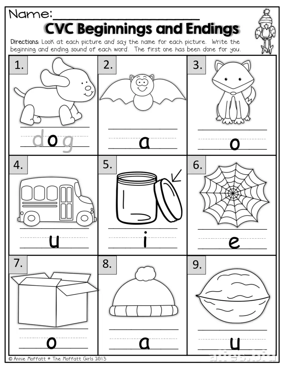 Ending Sounds Worksheet Printable #2