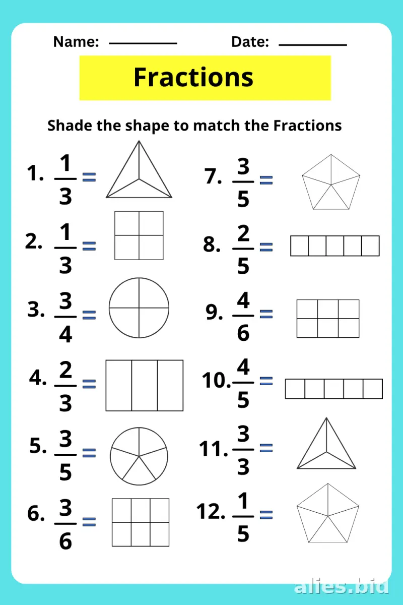 Free Printable Fractions Worksheet For 3rd Grade #13