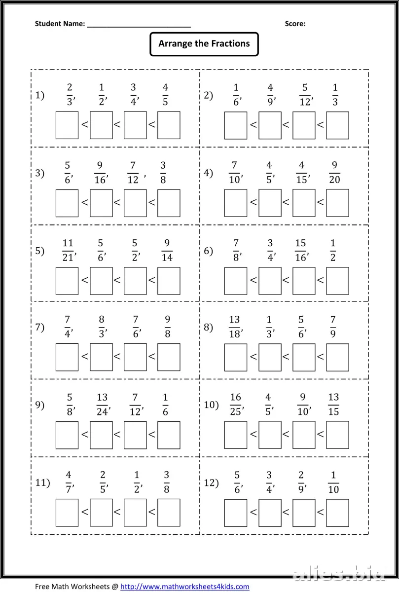 Free Printable Fractions Worksheet For 3rd Grade #12