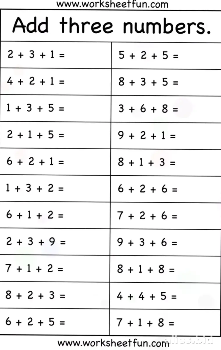 Free Printable Free Math Worksheets For Kindergarten Addition #8
