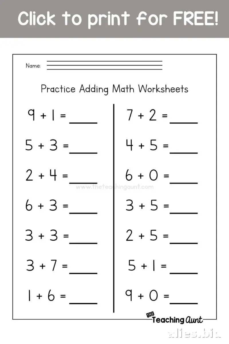 Free Printable Free Math Worksheets For Kindergarten Addition #2