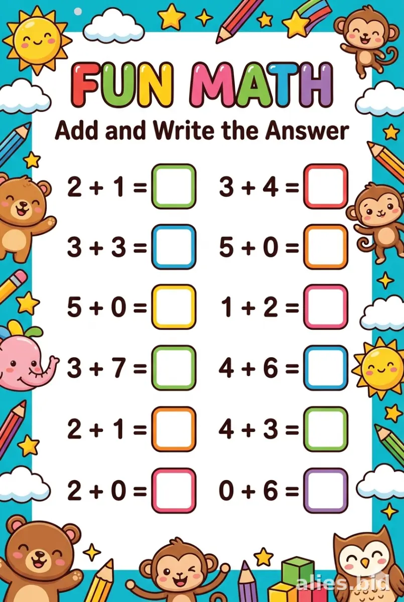 Free Printable Free Math Worksheets For Kindergarten Addition #11