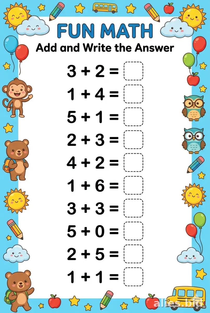 Free Printable Free Math Worksheets For Kindergarten Addition #13