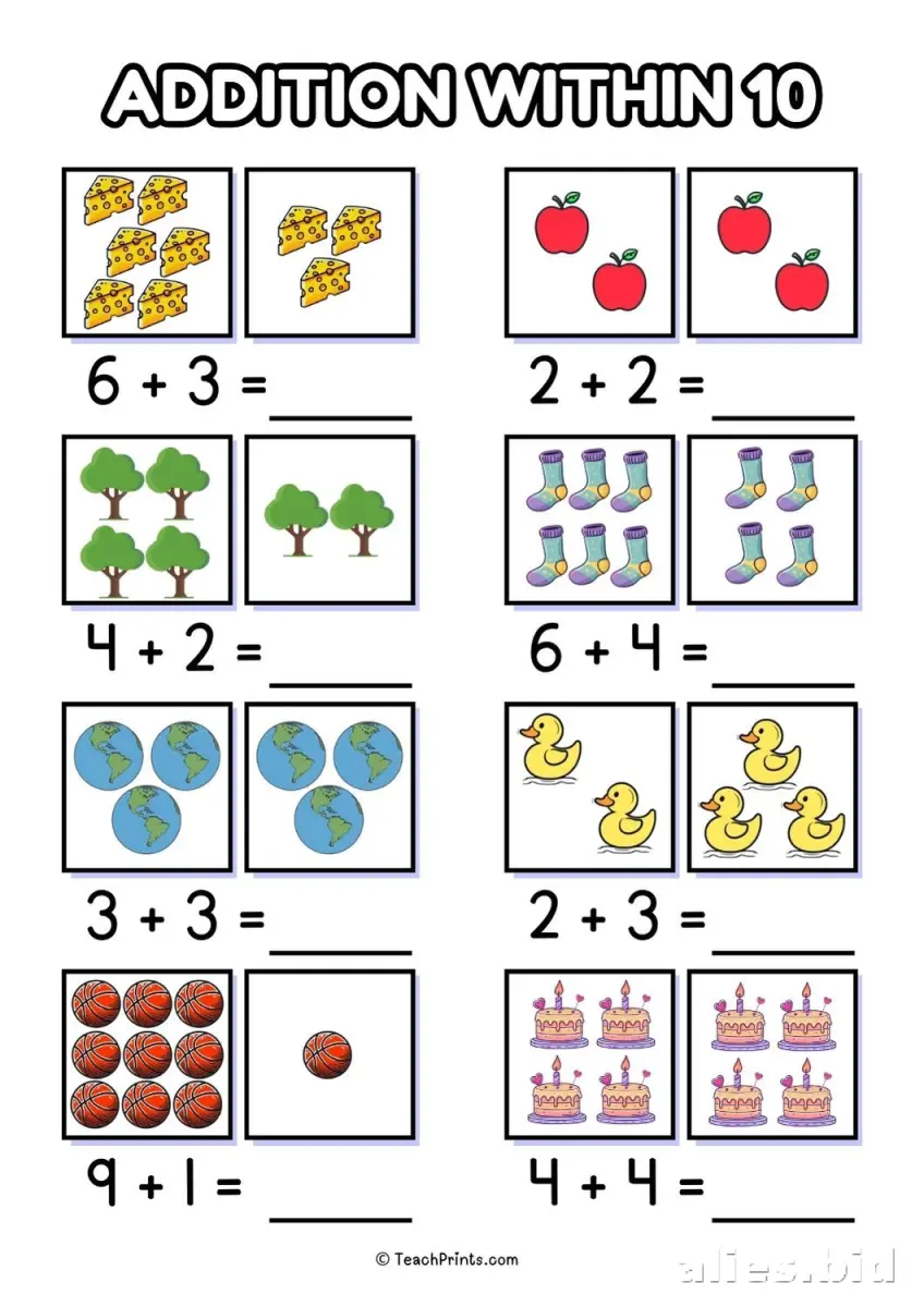 Free Printable Free Math Worksheets For Kindergarten Addition #9
