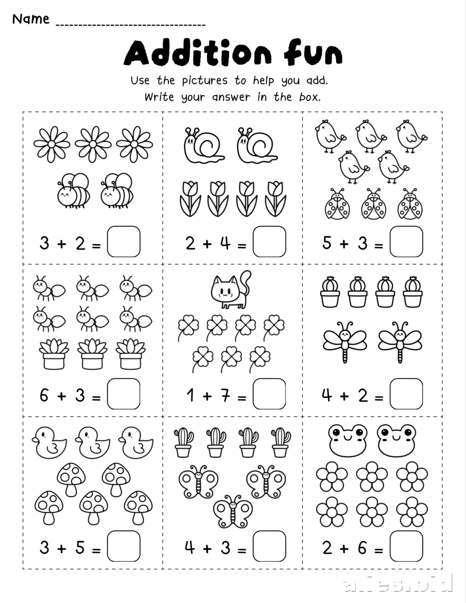 Math Worksheets for Kindergarten Addition