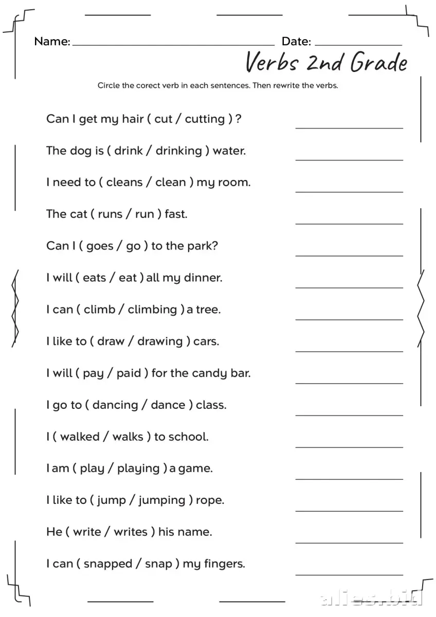 Free Printable Grammar Worksheet For 2nd Grade #5