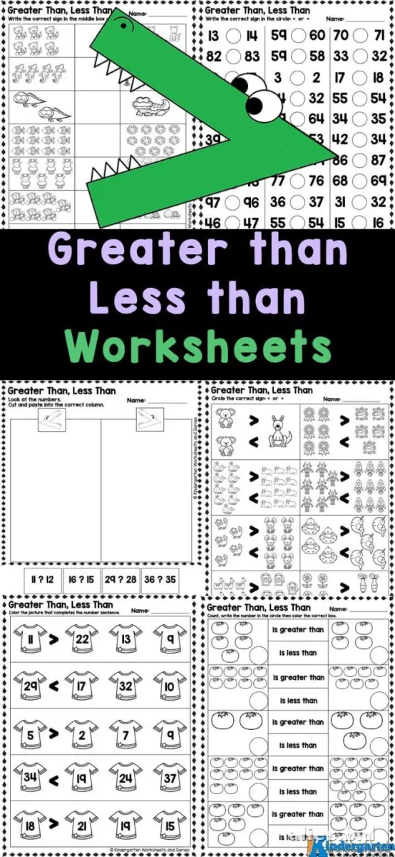Free Printable Greater Than Less Than Worksheet Kindergarten #5