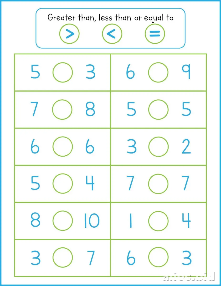 Free Printable Greater Than Less Than Worksheet Kindergarten #9