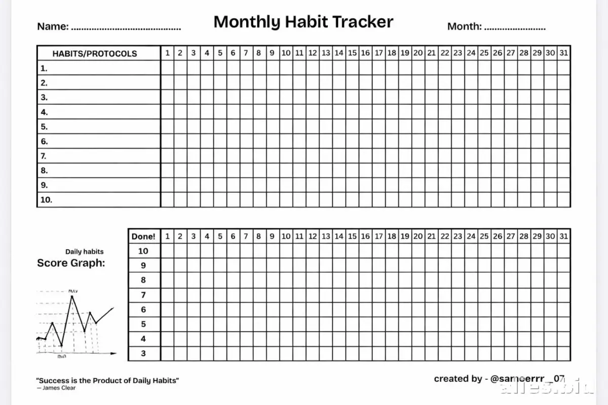 Habit Tracker Printable Free Download Worksheet #8