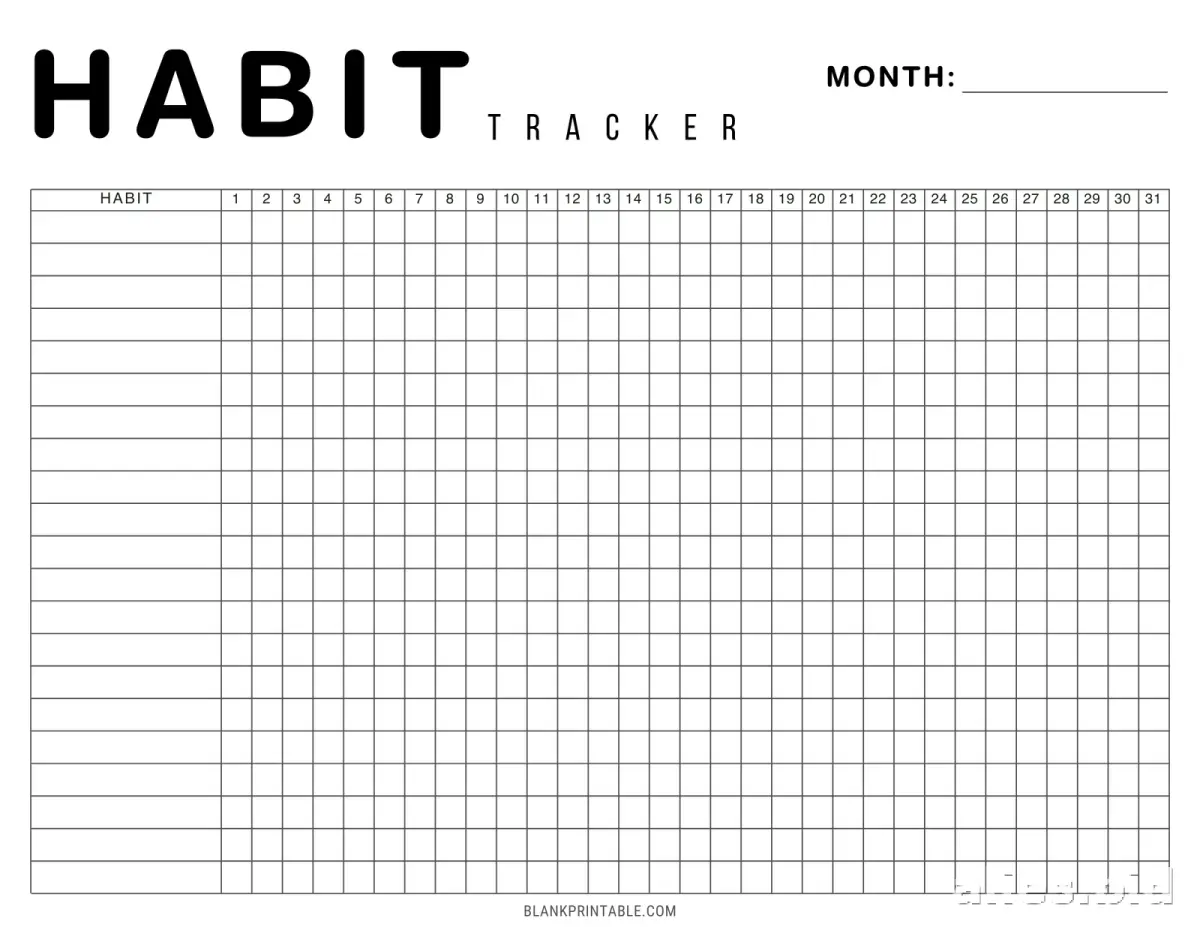Habit Tracker Printable Free Download Worksheet #13