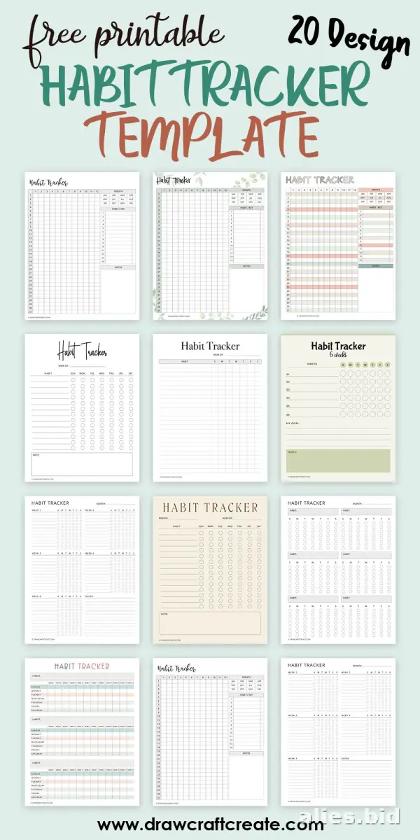 Habit Tracker Printable Free Download Worksheet #7
