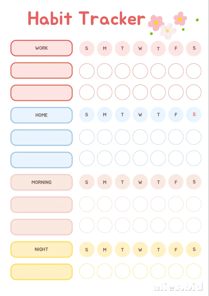 Habit Tracker Printable Free Download Worksheet #2
