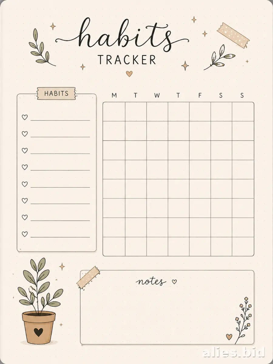 Habit Tracker Printable Free Download Worksheet #6