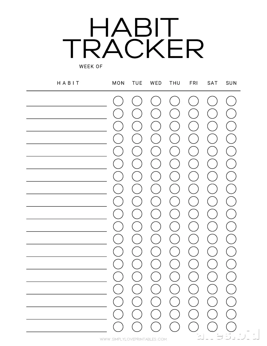 Free Habit Tracker Printable Worksheets for Teachers and Parents