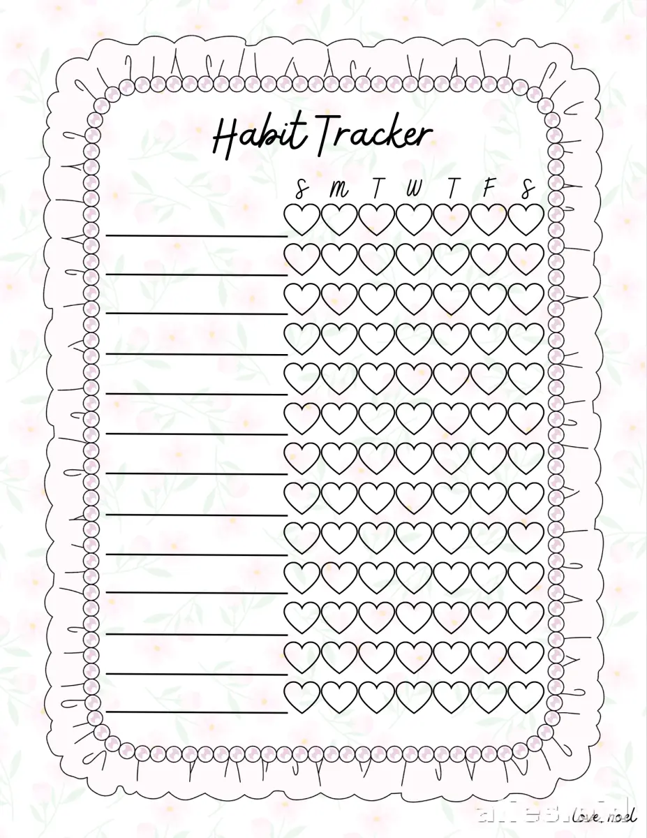 Habit Tracker Printable Free Download Worksheet #18