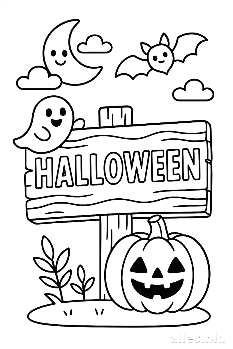 Halloween Coloring Pages For Kids Worksheet #4
