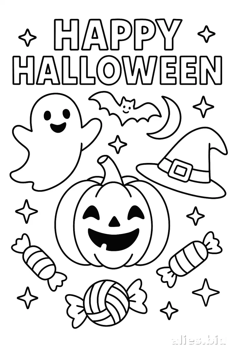 Halloween Coloring Pages For Kids Worksheet #11