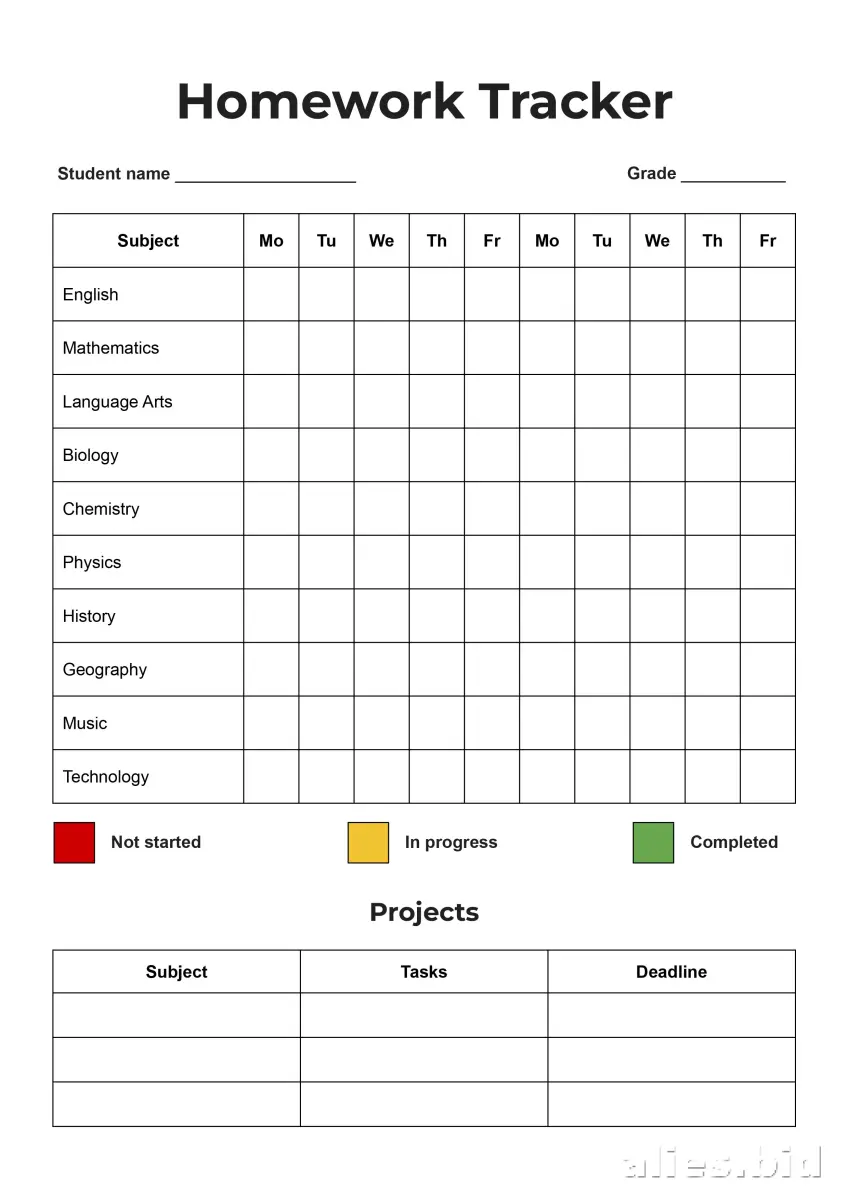 Free Printable Homework Planner Template Free Worksheet #13