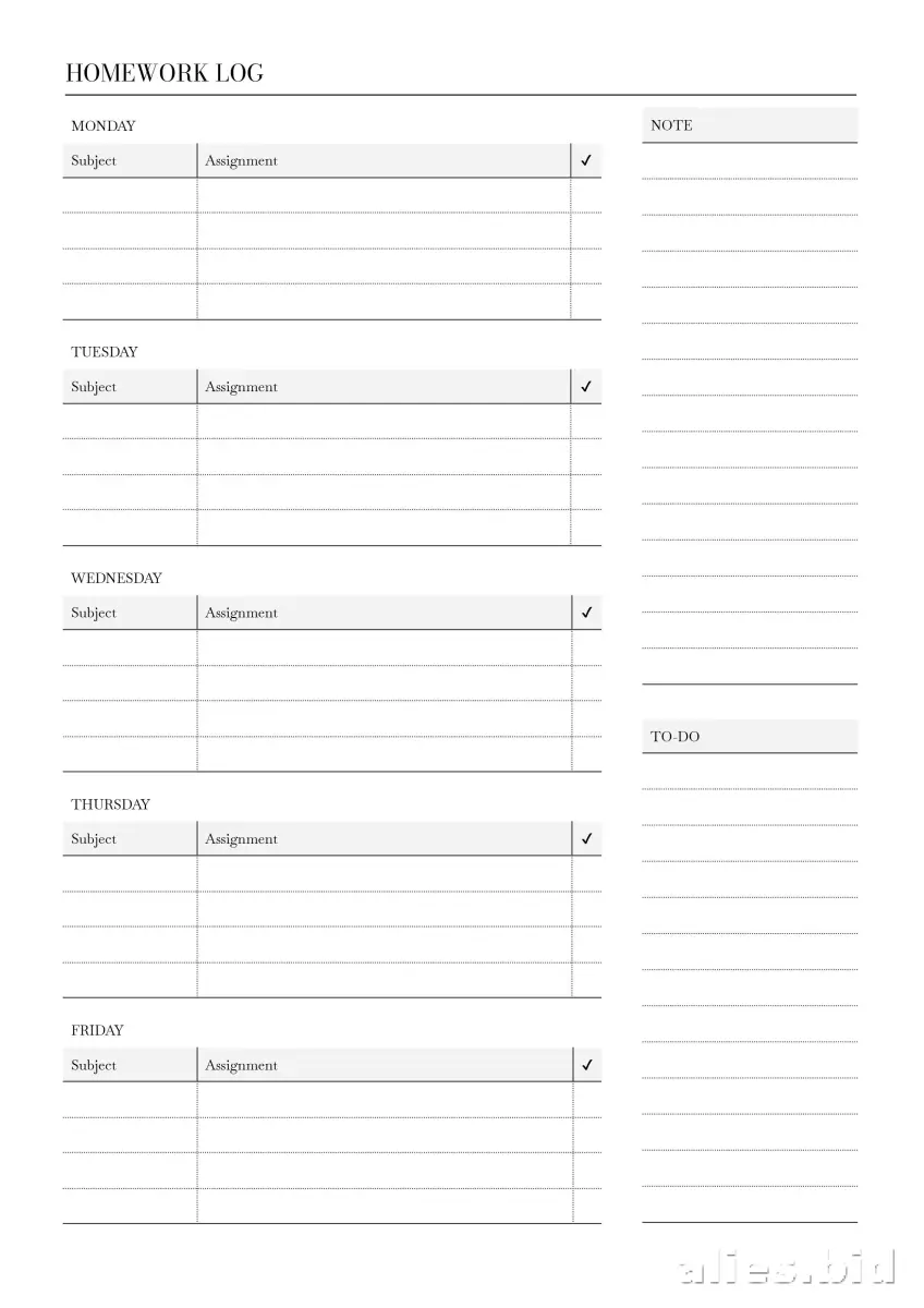 Free Printable Homework Planner Template Free Worksheet #20