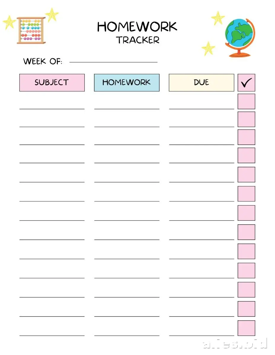 Free Printable Homework Planner Template Free Worksheet #9