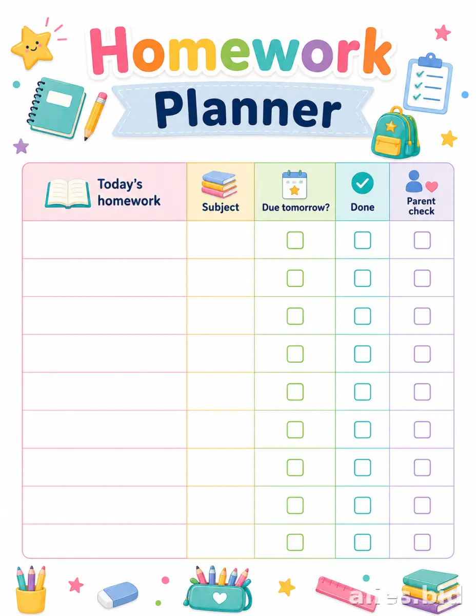 Free Printable Homework Planner Template Free Worksheet #23