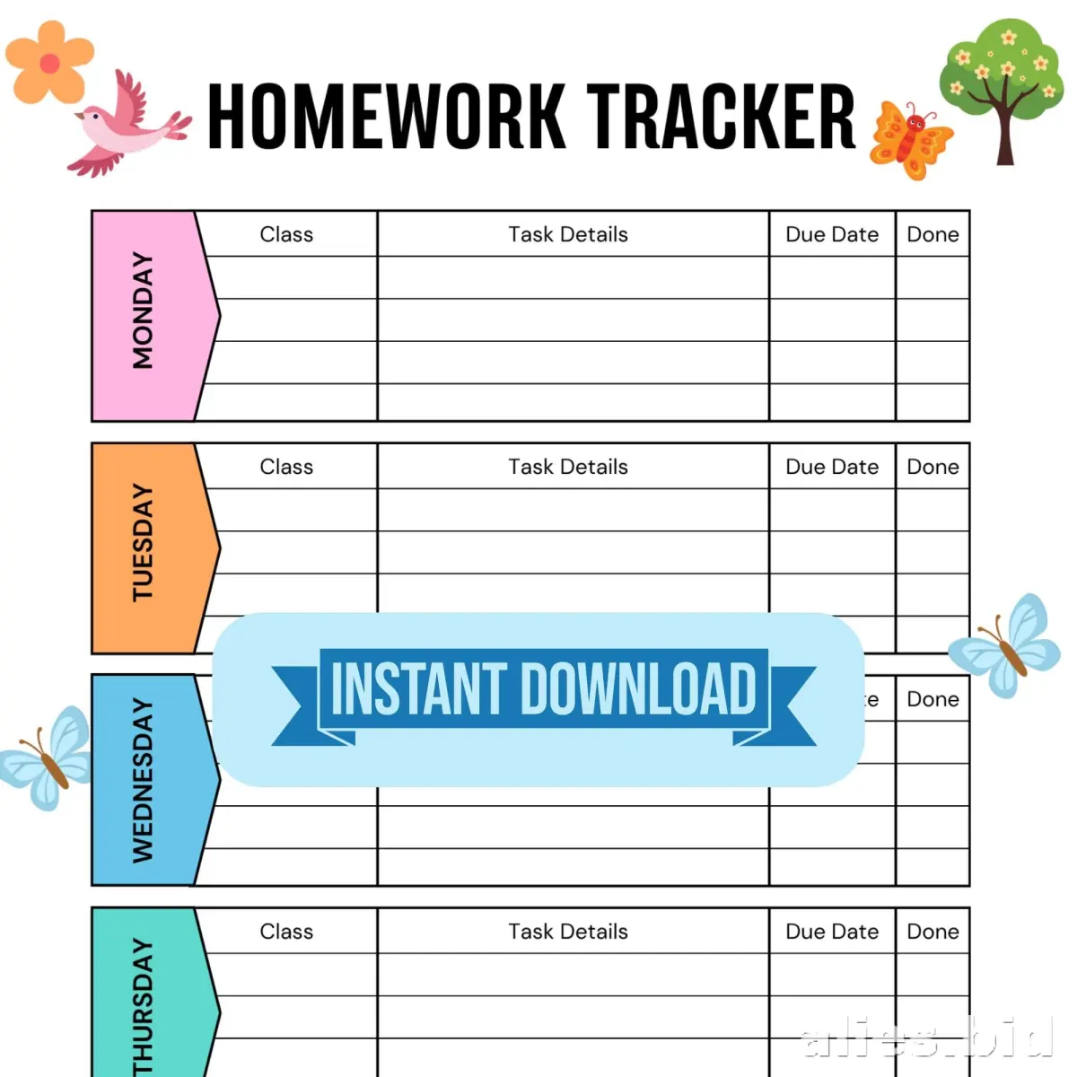 Free Printable Homework Tracker Template Free Worksheet #5