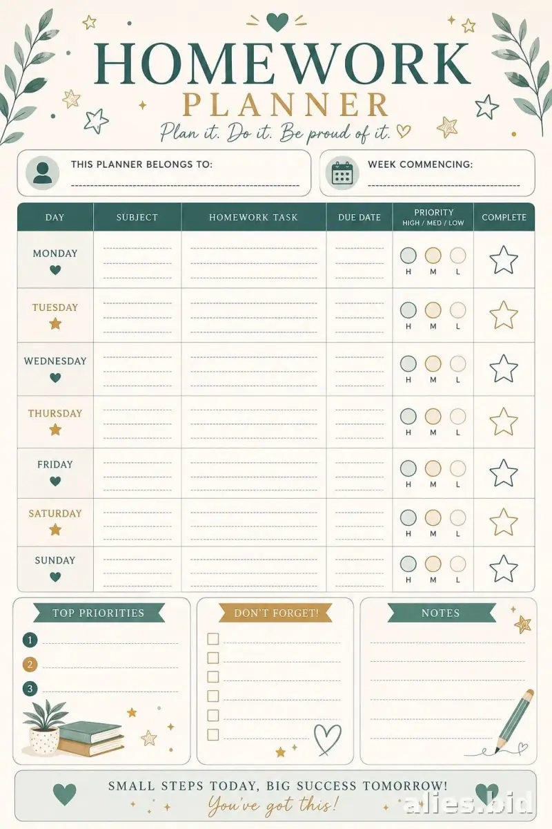 Free Printable Homework Tracker Template Free Worksheet #4