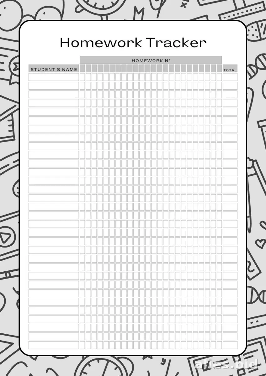 Free Printable Homework Tracker Template Free Worksheet #6